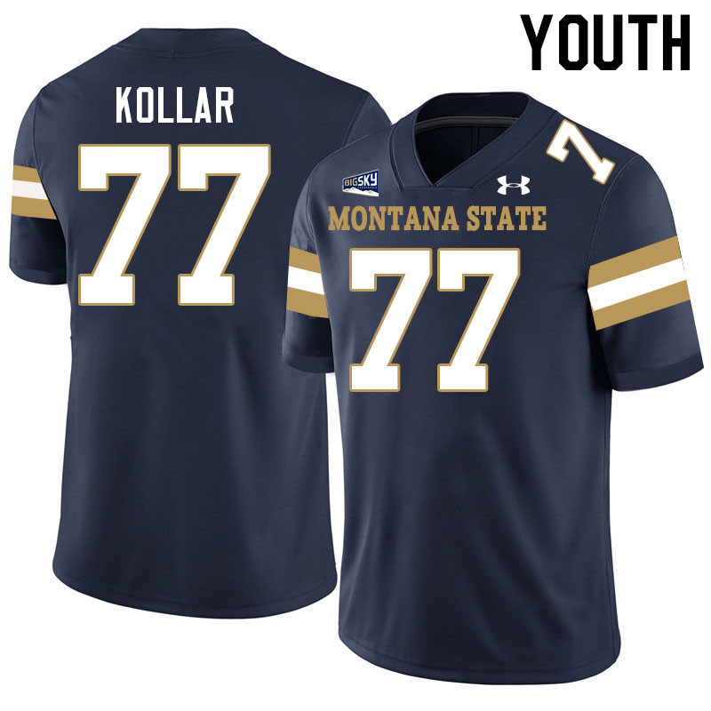 Youth #77 Bill Kollar Montana State Bobcats Jerseys Football Stitched-Navy